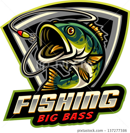 Big bass fishing esport mascot logo design Big bass fishing esport mascot logo design 137277386