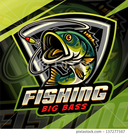 Big bass fishing esport mascot logo design Big bass fishing esport mascot logo design 137277387