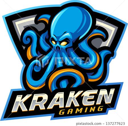Kraken esport mascot logo design 137277623