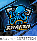 Kraken esport mascot logo design 137277624