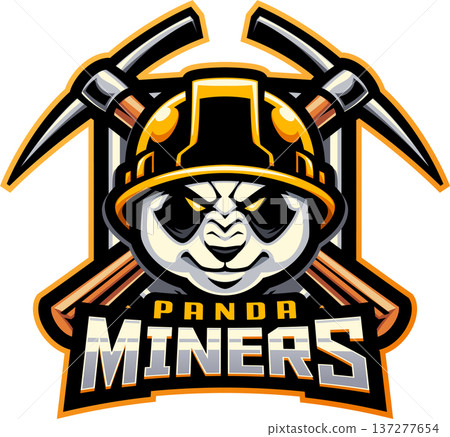 Panda miners esport mascot logo design 137277654