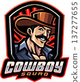 Cowboy squad esport mascot logo design 137277655