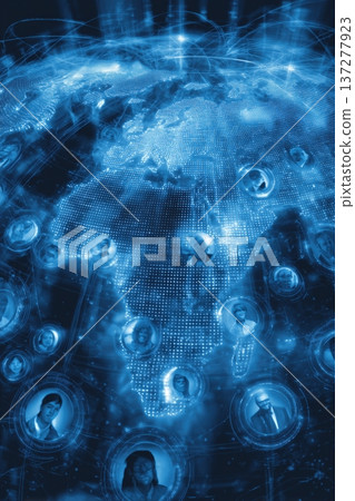 世界地圖和人物圖示網路全球協作 137277923