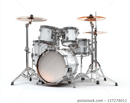 白色背景上的3D架子鼓正面視圖 137278011