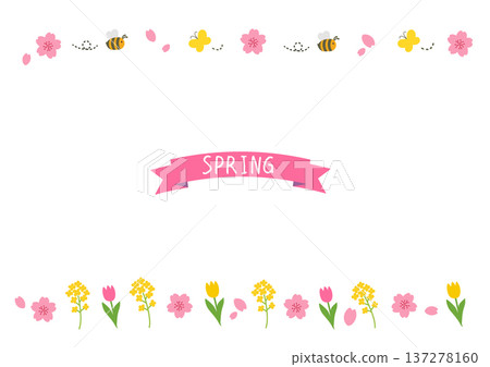 春季橫幅、春季花卉邊框背景、春季素材、春季背景、範本素材 137278160