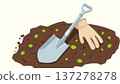 Illustration of gloves and a shovel 137278278