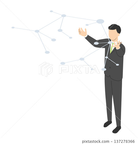 網路與男性辦公室職員 - 等距 137278366