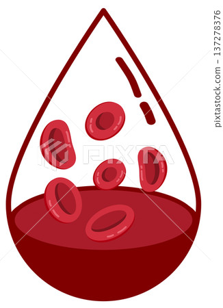 Blood Drop Illustration - Red Blood Cells Inside a Liquid Droplet 137278376