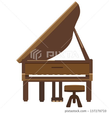 Illustration of an antique wooden grand piano and chair Illustration of an antique wooden grand piano and chair 137278710