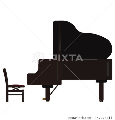Illustration of a cute grand piano seen from the side Illustration of a cute grand piano seen from the side 137278711