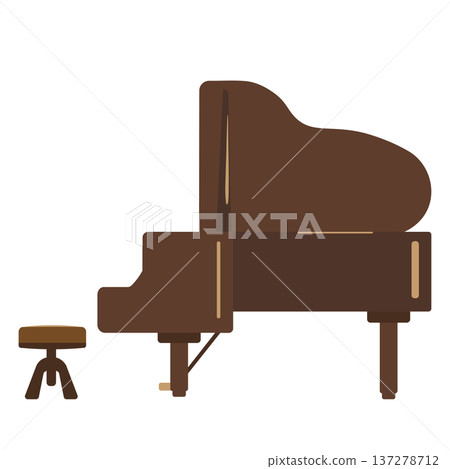 Side view of an antique wooden grand piano Side view of an antique wooden grand piano 137278712