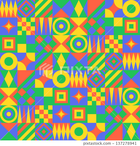 無縫模式的彩色幾何圖案 無縫模式的彩色幾何圖案 137278941