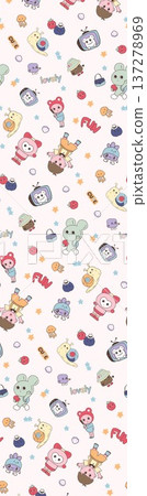 seamless pattern with cartoon fish 137278969
