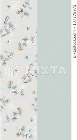 watercolor painting of leaf and flowers, seamless 137278972