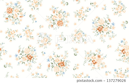 vintage style of tapestry flowers fabric pattern 137279026