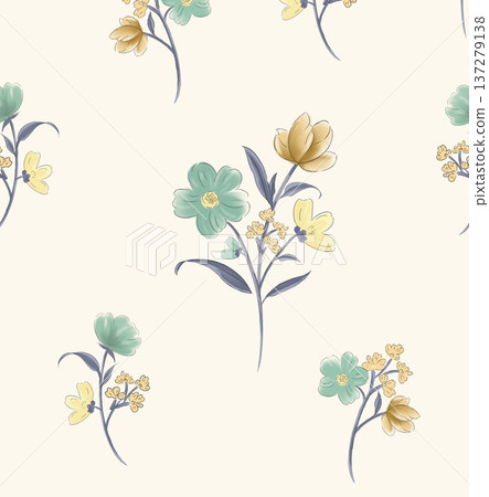 Delicate Pastel Floral Watercolor Wallpaper Patterns With Soft Romantic Blooms And Gentle Botanical Motifs 137279138