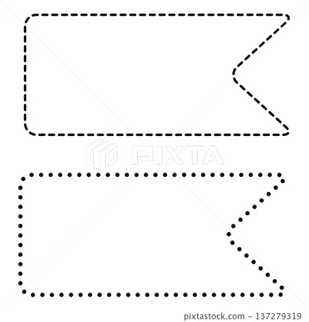 Simple flag-shaped message card, title frame, and dotted and dashed ribbon frame set Simple flag-shaped message card, title frame, and dotted and dashed ribbon frame set 137279319