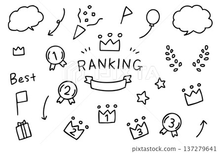 Cute hand-drawn line art ranking materials 137279641