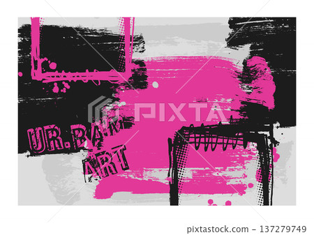 Urban grunge brush art pink black background 137279749