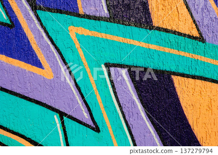 Abstract Urban Graffiti Pattern in Turquoise, Lavender, Orange with 90s, Y2K Street Style Abstract Urban Graffiti Pattern in Turquoise, Lavender, Orange with 90s, Y2K Street Style 137279794