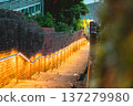 Sunset in Nagasaki, stone-paved stairs and narrow alleys, Hill Town 137279980