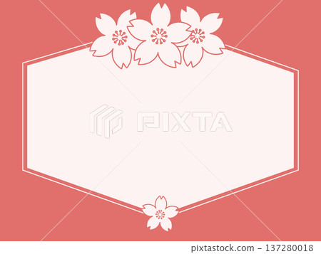 精緻的相框，飾以舒緩的深紅色櫻花圖案。 137280018