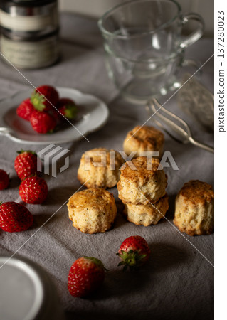 Strawberries and scones Strawberries and scones 137280023