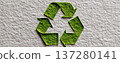 Recycle symbol green ecology eco friendly icon sustainability concept paper texture background environmental conservation waste reduction 137280141