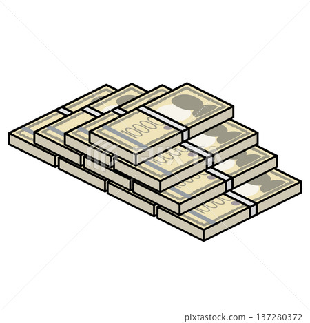 一疊10000日圓鈔票的示意圖 137280372