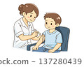 Medical vaccination scene illustration of a nurse vaccinating a child 137280439