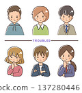 Face icon set illustration of a person expressing troubled or worried emotions 137280446