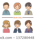 Set of facial expressions of people expressing calm and secure emotions 137280448