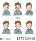 Male facial expression icon set illustration showing smile and joy 137280449