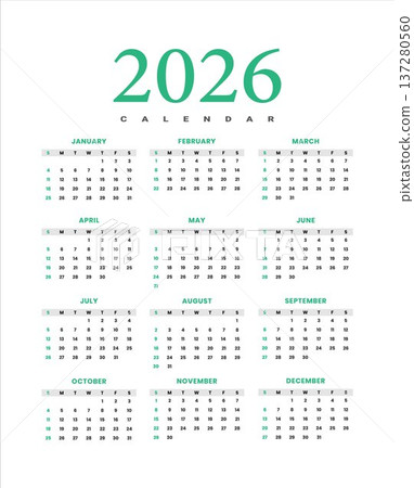 Minimalist 2026 yearly calendar Minimalist 2026 yearly calendar 137280560