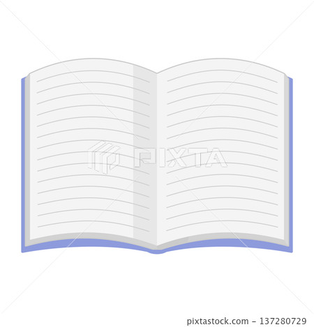 Illustration of a simple open notebook seen from the front, color, no lines Illustration of a simple open notebook seen from the front, color, no lines 137280729