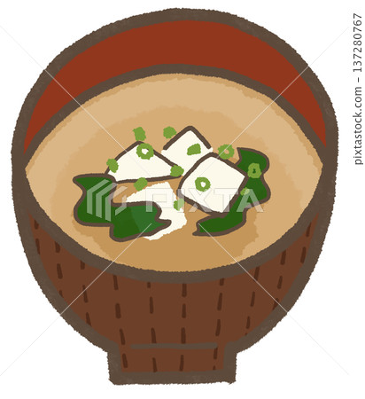 豆腐海帶味噌湯,簡單可愛的插圖(生活方式系列) 豆腐海帶味噌湯,簡單可愛的插圖(生活方式系列) 137280767