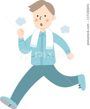 一名男子為了健康而慢跑 137280841