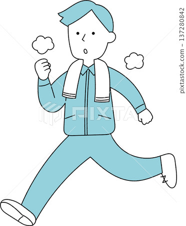 Men jogging for health, monochrome 137280842