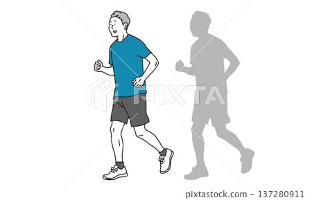 一位老年男子行走的插畫素材 一位老年男子行走的插畫素材 137280911