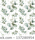 Watercolor seamless pattern with eucalyptus branches. Hand-drawn illustration for home interiors. Perfect for home textiles, covers, and wrapping paper 137280954
