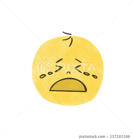 哭泣的圓形圖示風格插圖 哭泣的圓形圖示風格插圖 137281106