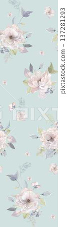 Delicate Pastel Floral Watercolor Vertical Designs With Soft Romantic Blooms And Gentle Botanical Motifs 137281293