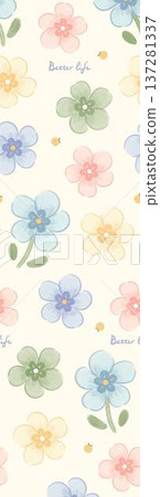 Delicate Pastel Floral Watercolor Vertical Designs With Soft Romantic Blooms And Gentle Botanical Motifs Delicate Pastel Floral Watercolor Vertical Designs With Soft Romantic Blooms And Gentle Botanical Motifs 137281337