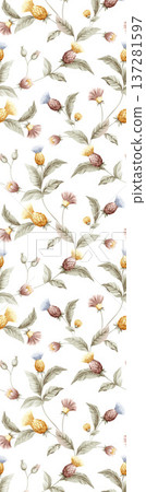 Delicate Pastel Floral Watercolor Vertical Designs With Soft Romantic Blooms And Gentle Botanical Motifs 137281597