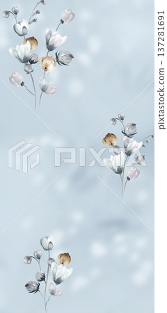 Delicate Pastel Floral Watercolor Vertical Designs With Soft Romantic Blooms And Gentle Botanical Motifs 137281691