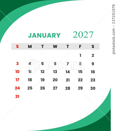 January 2027 calendar for planning and scheduling 137281976