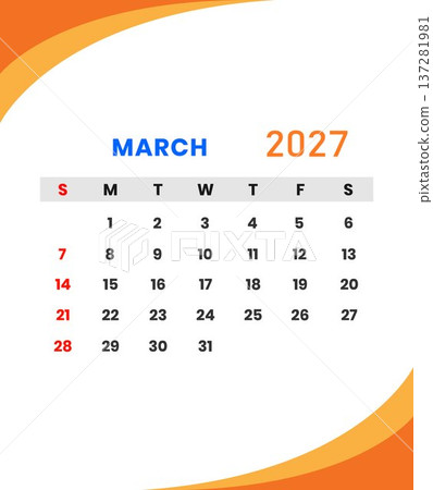 March 2027 calendar for planning and scheduling 137281981