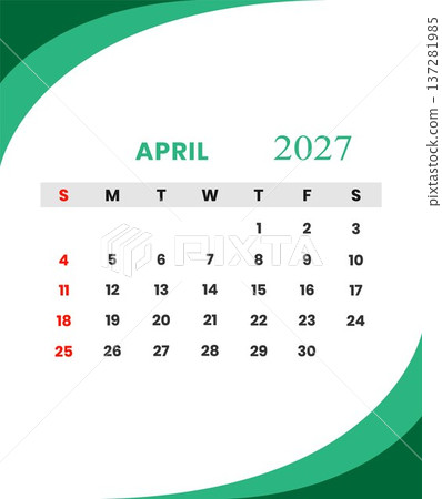 April 2027 calendar for planning and scheduling April 2027 calendar for planning and scheduling 137281985