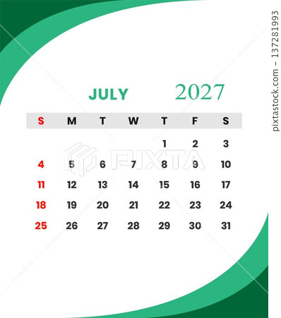July 2027 calendar for planning and scheduling 137281993
