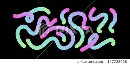 Abstract neon wave design with flowing gradient lines and bright glow effects. Dynamic light ribbons create futuristic pattern with blue curves and colorful motion blur elements. 137282068